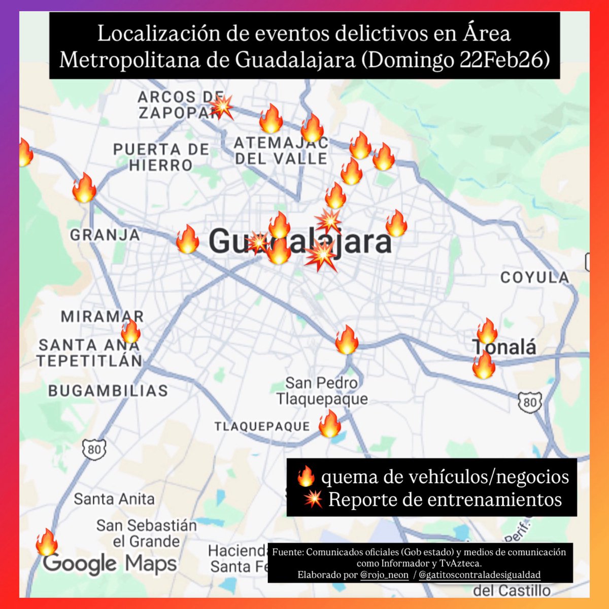 Until noon on Sunday, February 22, 2026, the recommendation to citizens from the government in Jalisco, in light of the drug cartel roadblocks and clashes in the city of Guadalajara